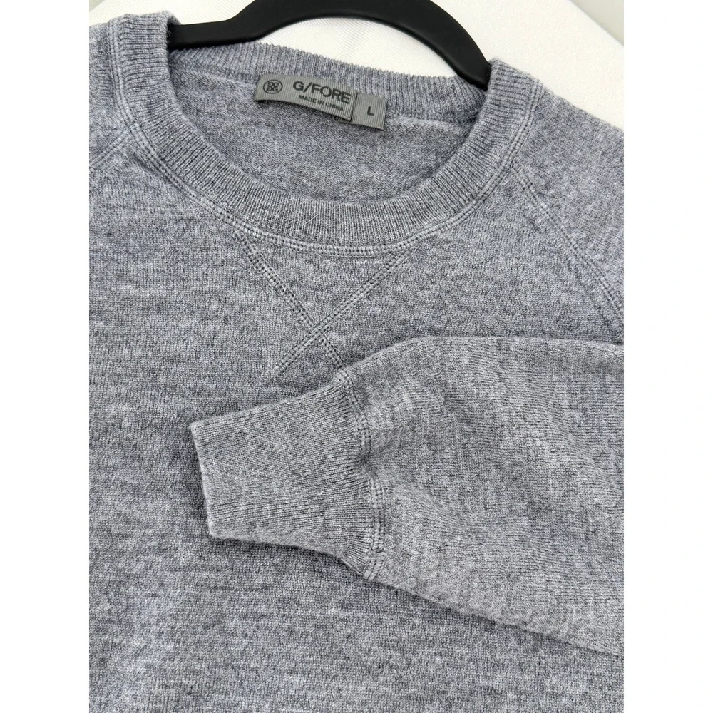 G/Fore Golfcore 100% Wool Crewneck Sweater Mens Large Gray Old Money Preppy